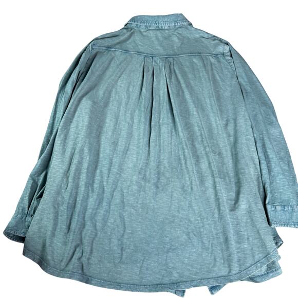 Coldwater Creek Women's sz XL Heathered Green LS Button Up Blouse Long Sleeve - Picture 2 of 10